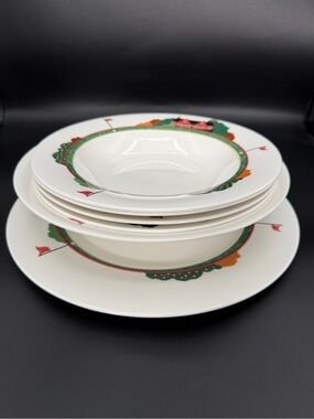 Christopher Stuart Optima King’s Fairway Golf China 6 Pc Serving & Soup Bowl Set